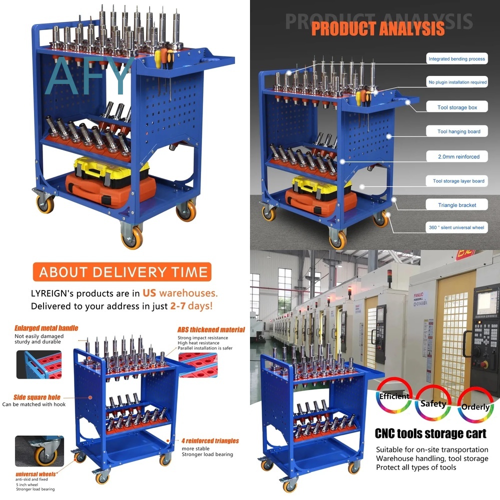 Workshop Tools Center - BT40 CAT40対応 CNCマシニングセンタ用ツール収納カート、ホイール付き移動式ツールラックオーガナイザー、倉庫・工場向け