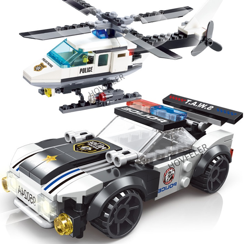 Hand Plane Block - スーパー警察市飛行機デュアルローターヘリコプター有名な車 SWAT ビルディングブロック DIY MOC クラシックモデルレンガ子供キット