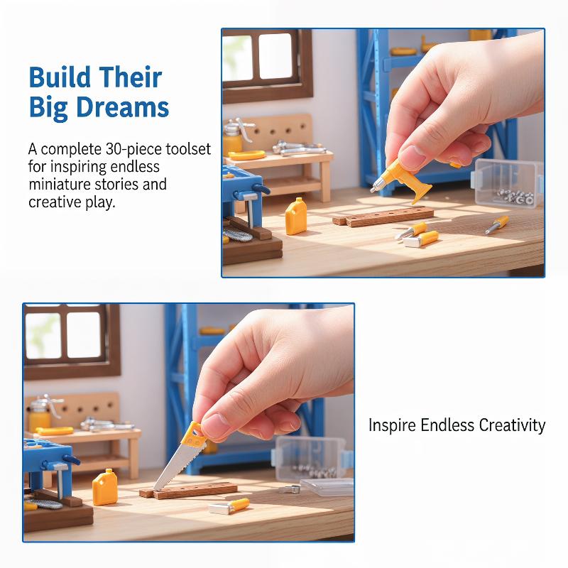 Workshop Tools Toy - ドールハウスワークショップ ミニツールセット 1:12スケール 30個入り リアルで便利なアクセサリー