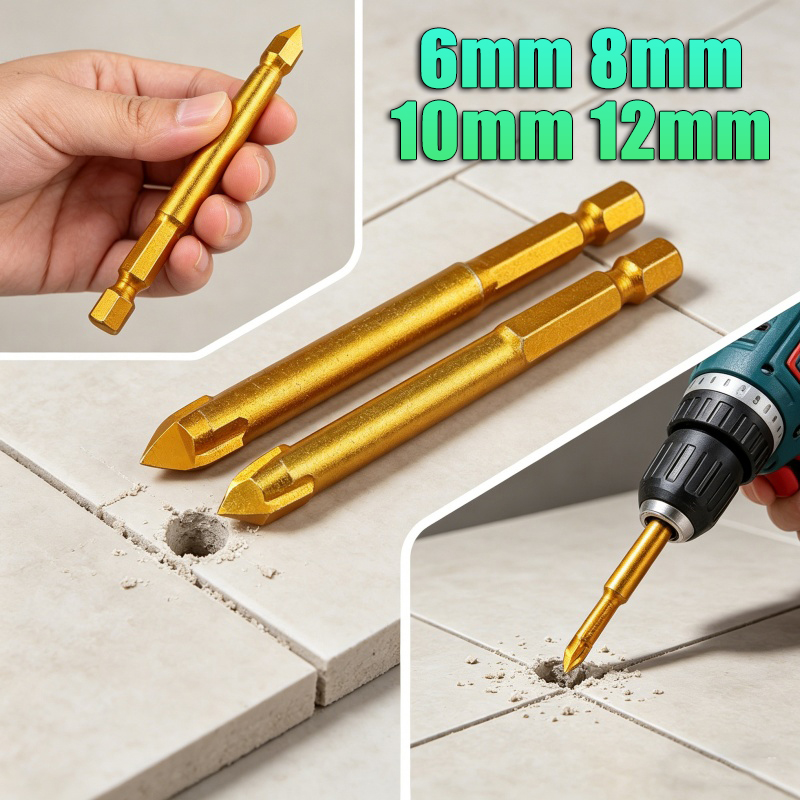 三角形ドリルビット 6-12mm チタンセラミックタイル大理 - Workshop Tools Center のレビューと価格
