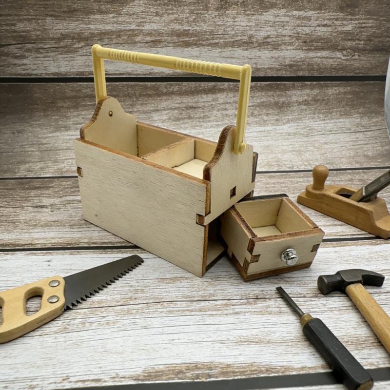 【BS】1/12 ドールハウス用 ミニチュア木製工具箱、引き - Workshop Tools Toy のレビューと価格
