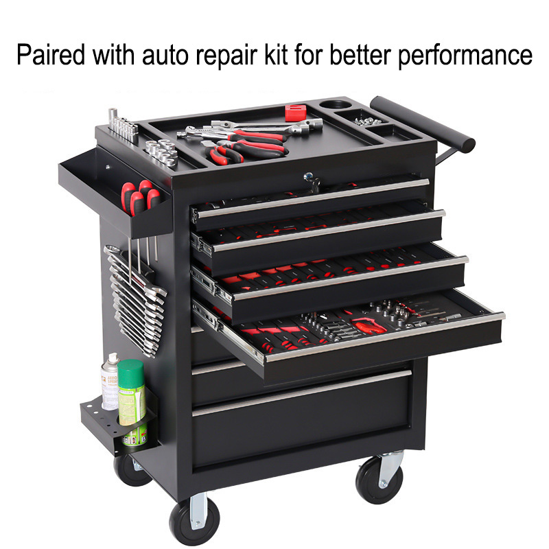 5段引き出し収納ツールボックストロリー、多機能自動車修理ハー - Workshop Tools Car のレビューと価格