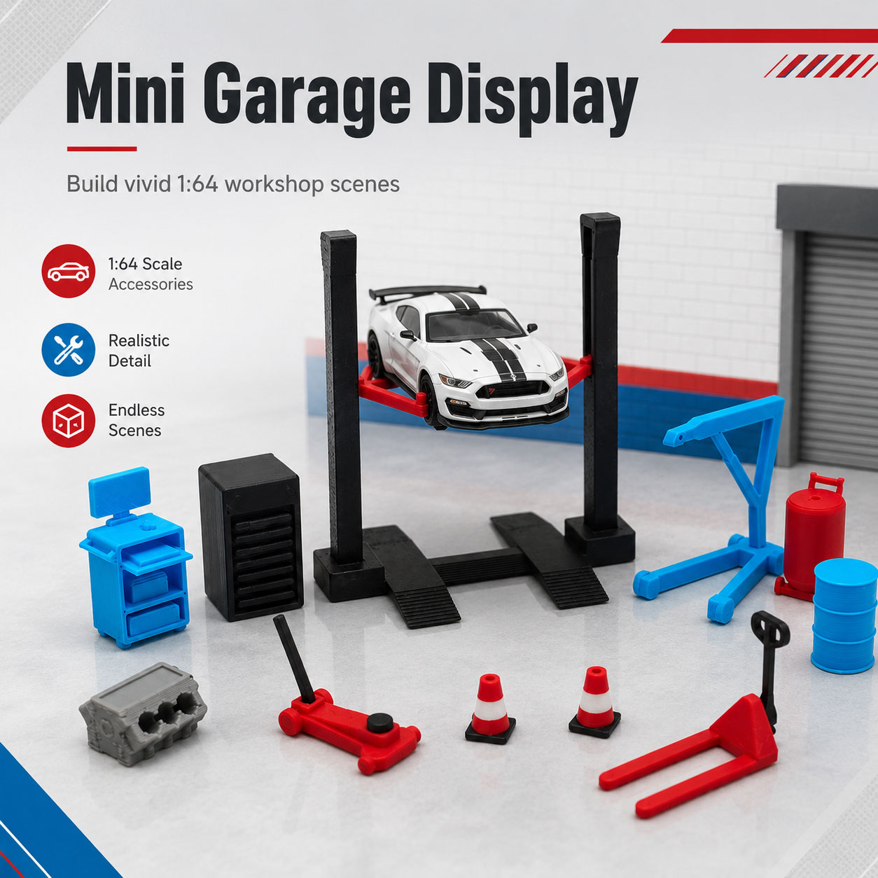 1:64 ガレージワークショップミニチュアアクセサリーセット - Workshop Tools Toy のレビューと価格