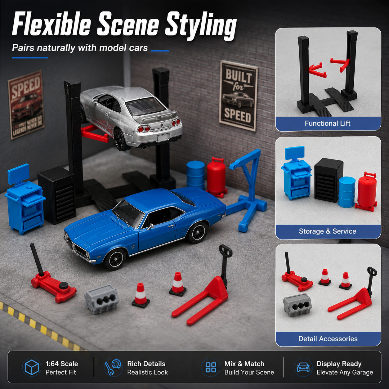 1:64 ガレージワークショップミニチュアアクセサリーセット - Workshop Tools Toy のレビューと価格