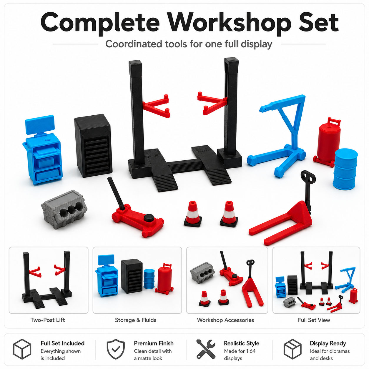 1:64 ガレージワークショップミニチュアアクセサリーセット - Workshop Tools Toy のレビューと価格