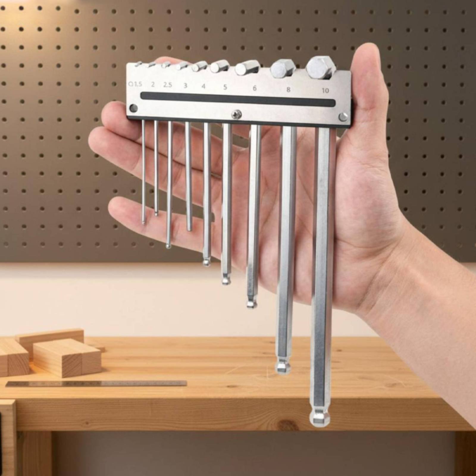 壁掛け六角レンチホルダー、金属製ペグボードレンチラック、六角 - Tools For Metal Workshop のレビューと価格