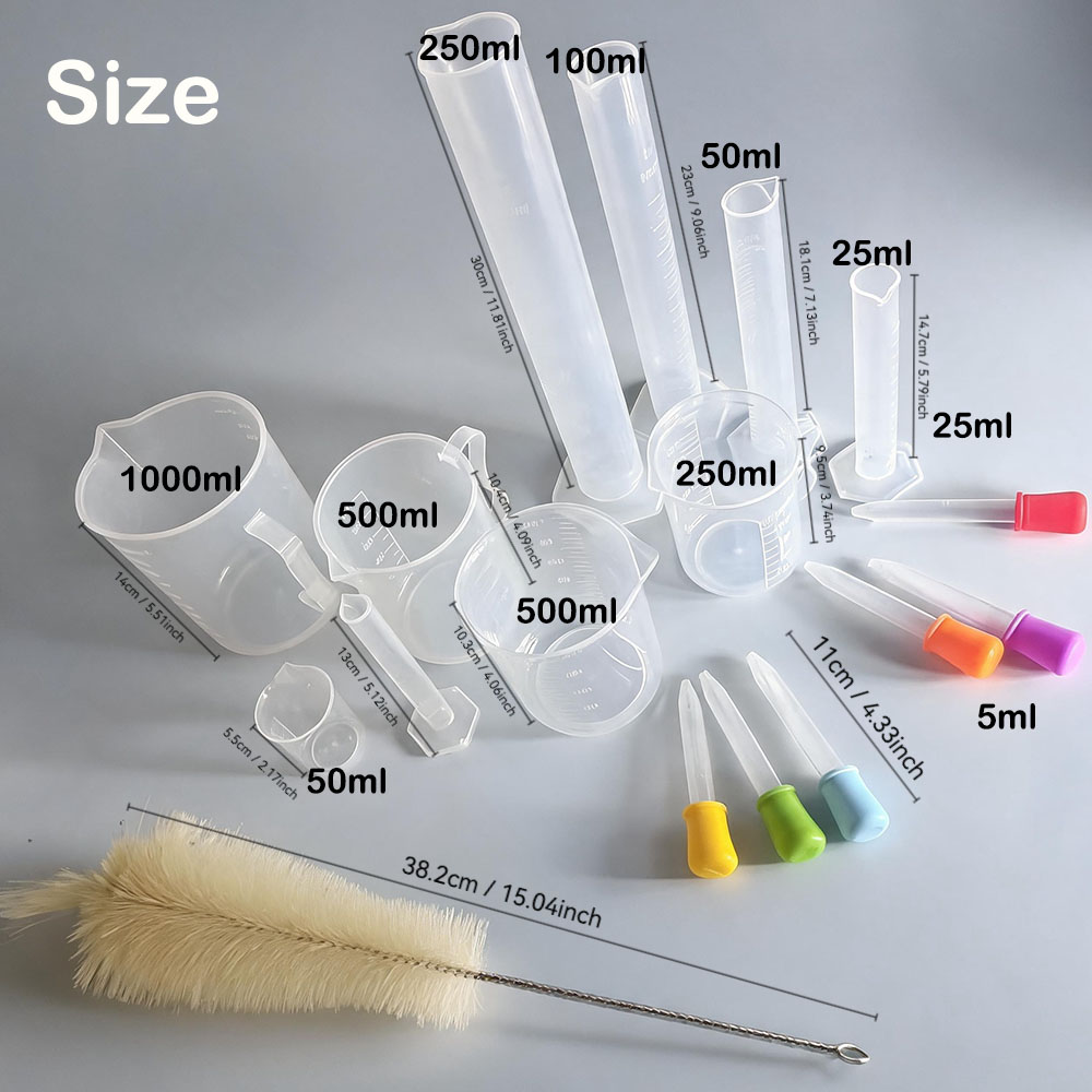 17点セットのプラスチック製計量カップとドロッパーセット、目 - Tools Youtube のレビューと価格