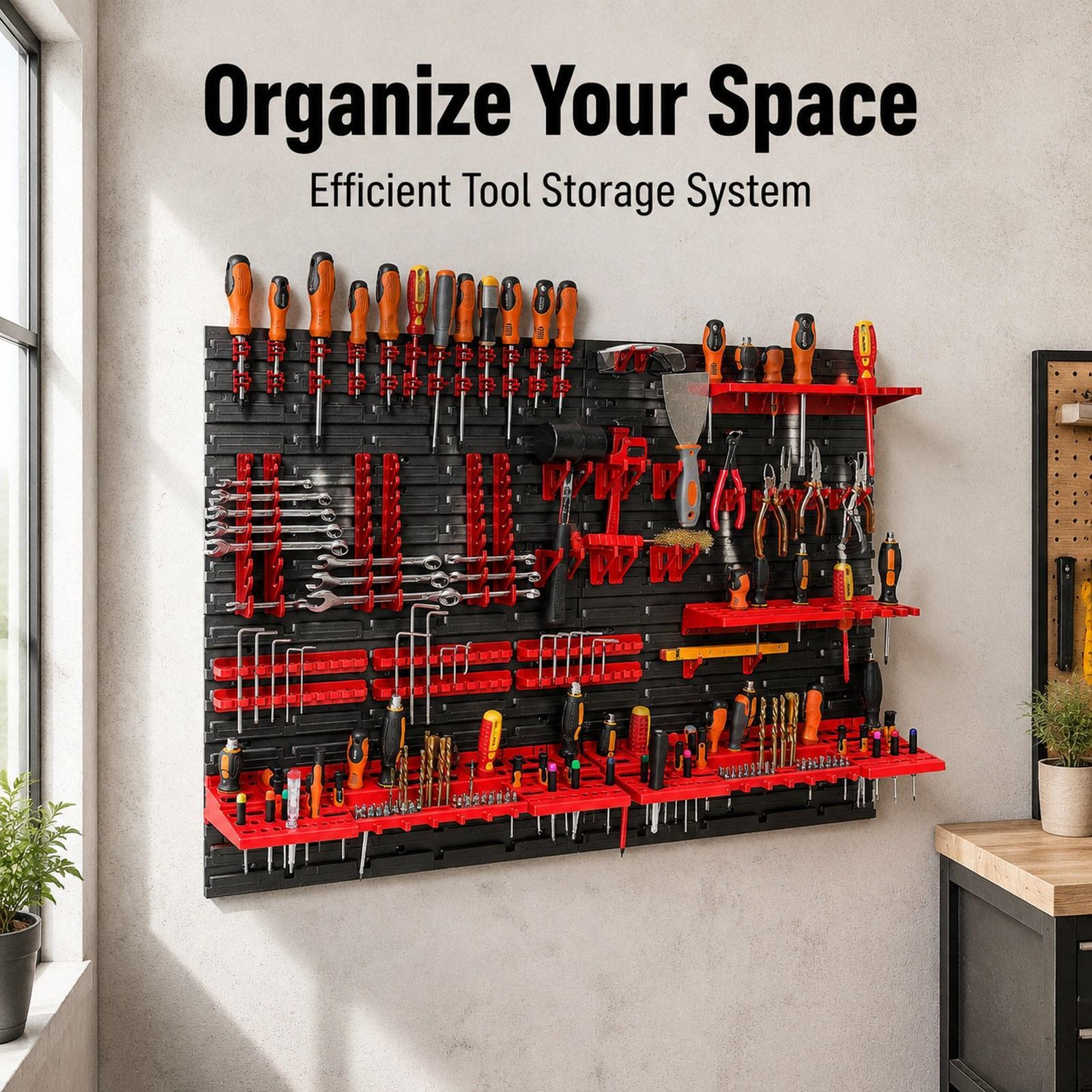 壁掛け式収納ビンと壁パネル付き多用途大容量パーツラック、ハー - Workshop Tools Toy のレビューと価格